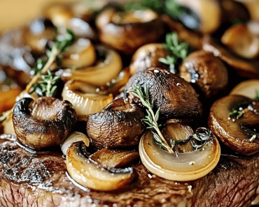 Ribeye Steak with French Onions & Mushrooms