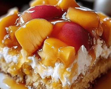 Heavenly Summer Peach Cobbler Poke Cake